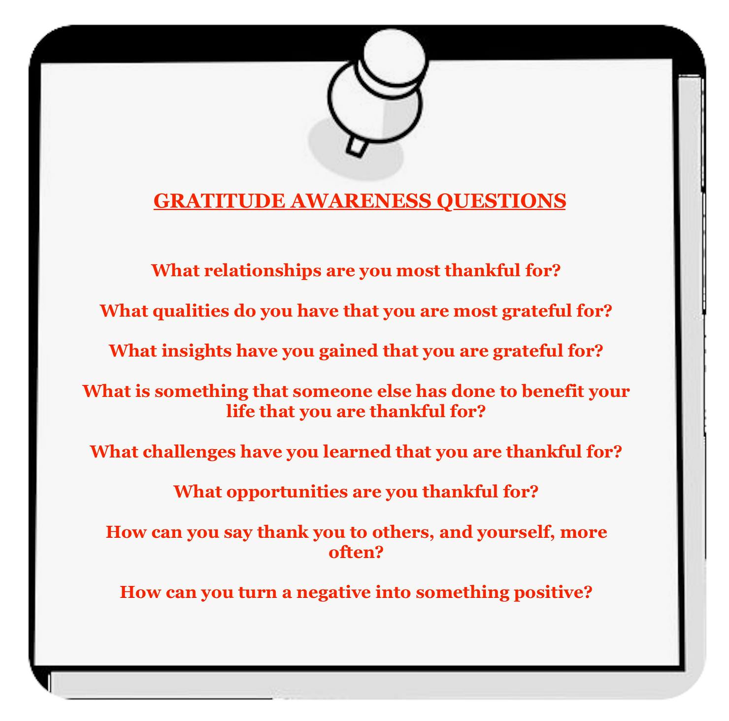 Gratitude awareness checklist