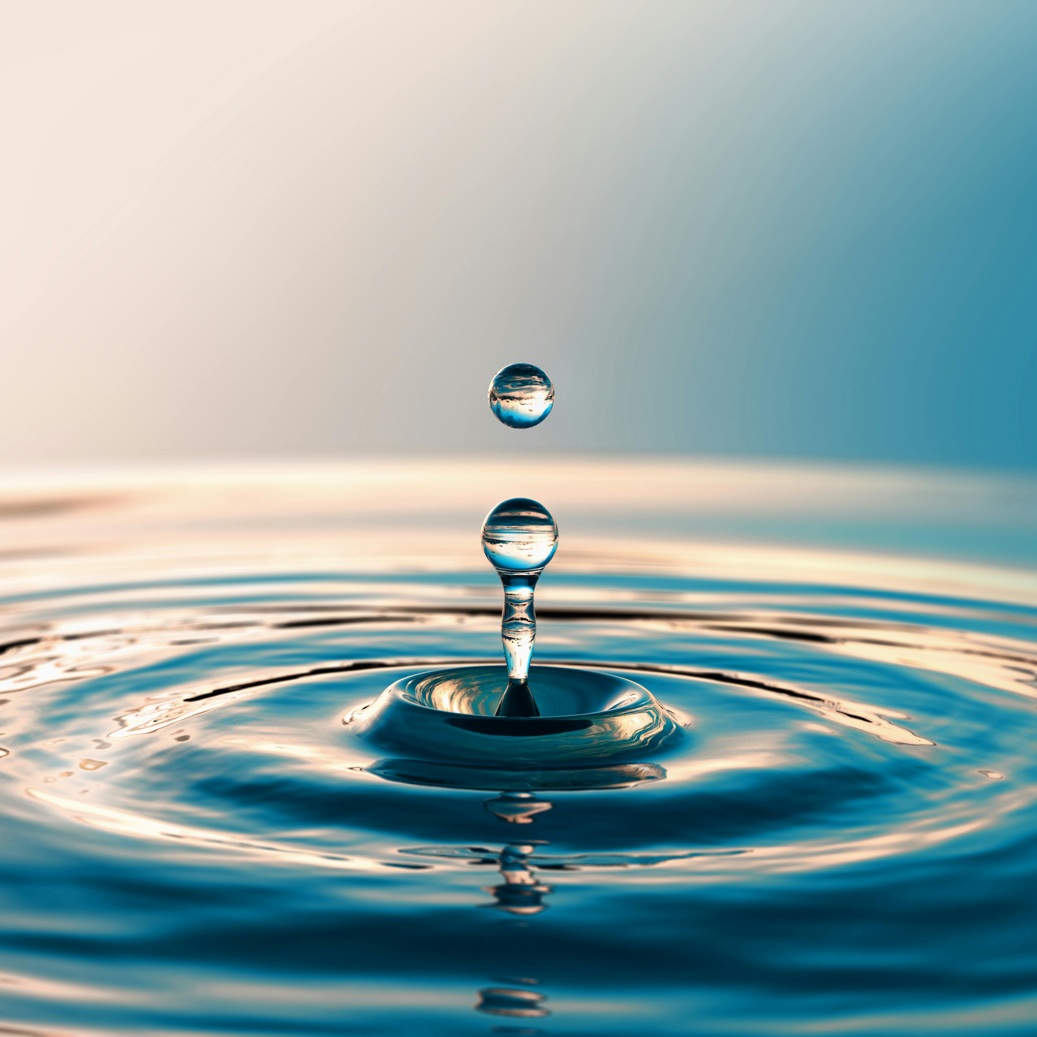 Water drop macro shot with ripples